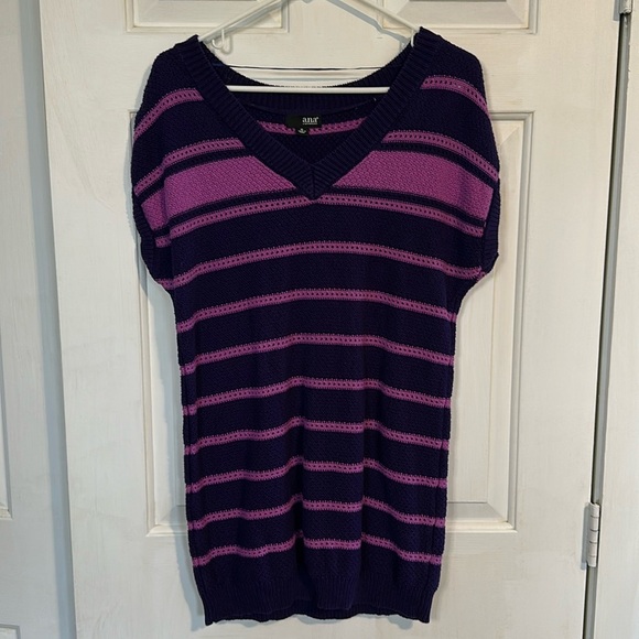 Ana Purple and Pink short sleeve sweater size XL - Picture 1 of 3